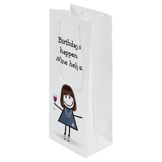 Sac Cadeau Pour Bouteille Chiffre d'anniversaire fille avec vin (Devant Angle)