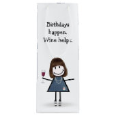Sac Cadeau Pour Bouteille Chiffre d'anniversaire fille avec vin (Devant)