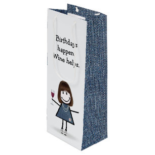 Sac Cadeau Pour Bouteille Chiffre d'anniversaire fille avec vin