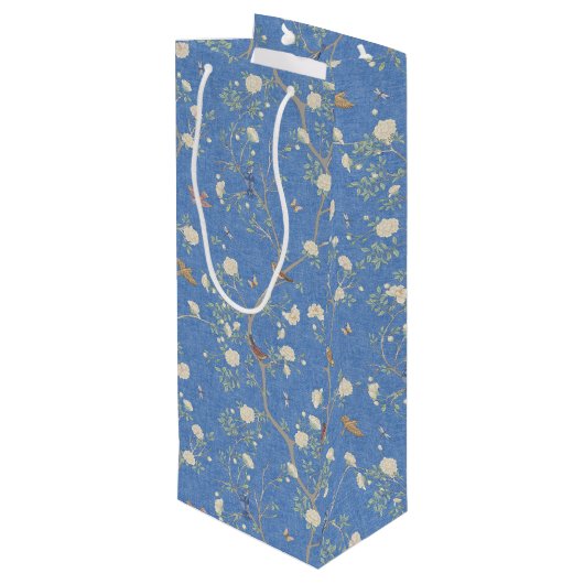 Sac Cadeau Pour Bouteille Chinoiserie Camellia Garden Breeze bleu (Dos Angle)