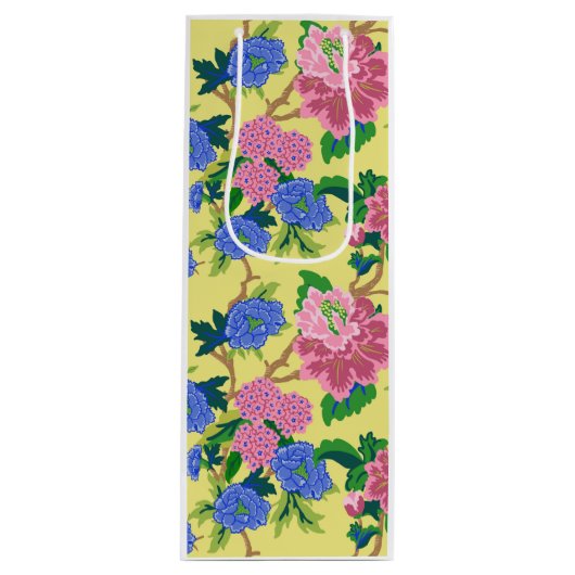 Sac Cadeau Pour Bouteille Chinoiserie Preppy Floral (Devant)