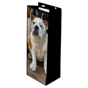Sac Cadeau Pour Bouteille Chiot britannique de bouledogue
