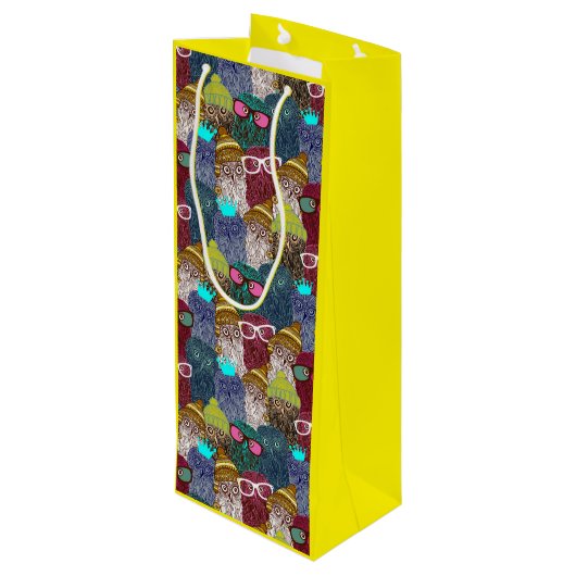 Sac Cadeau Pour Bouteille Chouette dans la couronne (Dos Angle)