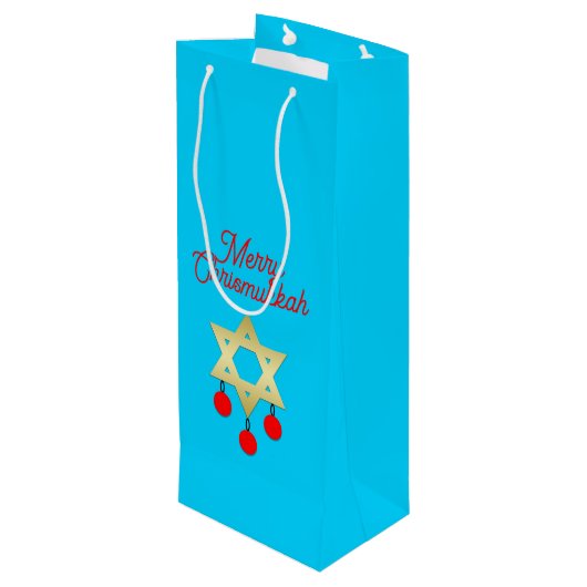 Sac Cadeau Pour Bouteille Chrismukkah Wine Gift Bags (Dos Angle)
