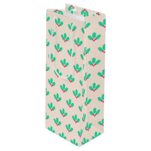 Sac Cadeau Pour Bouteille Christmas Holly Berry