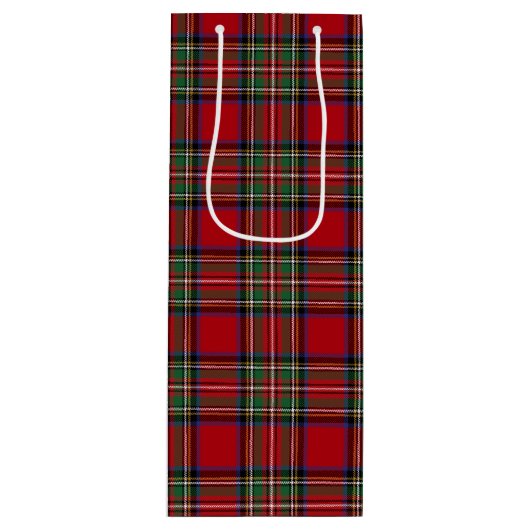 Sac Cadeau Pour Bouteille Christmas Tartan Clan Stewart Red Plaid Check (Devant)