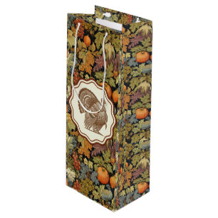 Sac Cadeau Pour Bouteille Citrouilles de dinde vintage William Morris pour f