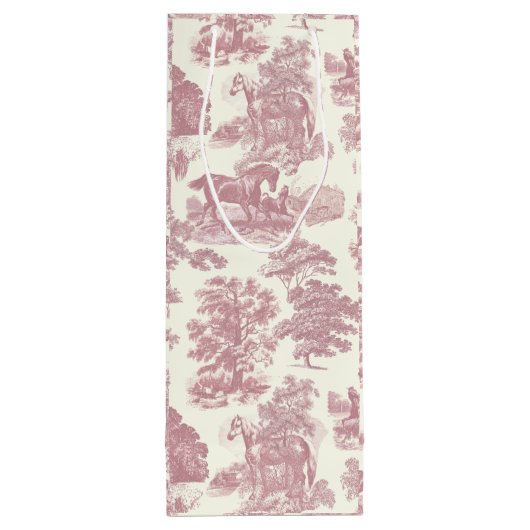 Sac Cadeau Pour Bouteille Classé Élégant Chic Rose Cheval Toile de campagne (Dos)