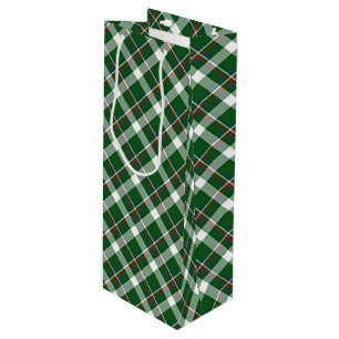 Sac Cadeau Pour Bouteille Classic Green Rouge Bleu Blanc Plaid Motif