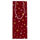 Sac Cadeau Pour Bouteille Classy Chic Elegant Or Argent Rouge Star de Noël (Dos)