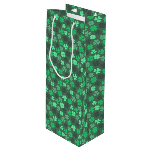 SAC CADEAU POUR BOUTEILLE CLOVER LEAVES ST PATRICK (Devant Angle)