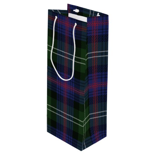 Sac Cadeau Pour Bouteille Coche verte de Noël Plaid Tartan Clan Sutherland (Devant Angle)