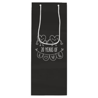 Sac Cadeau Pour Bouteille Coeurs de calèche-cadeaux du 20e anniversaire