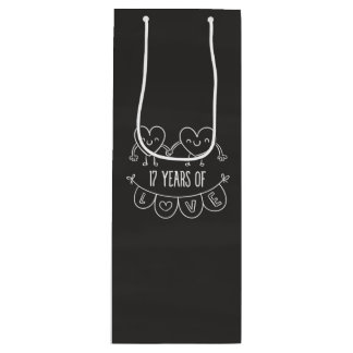 Sac Cadeau Pour Bouteille Coeurs de la calèche du 17e anniversaire