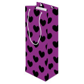 Sac Cadeau Pour Bouteille Coeurs de polka noir sur violet (Dos Angle)