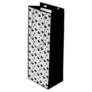 Sac Cadeau Pour Bouteille Coeurs noir brillant mignon motif romantique