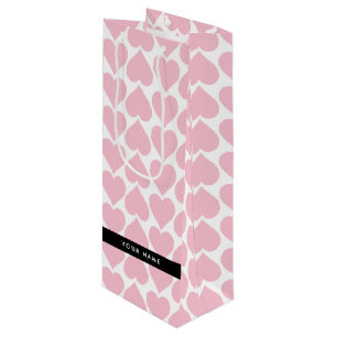 Sac Cadeau Pour Bouteille Coeurs roses, Romantique, Votre Nom, Personnaliser