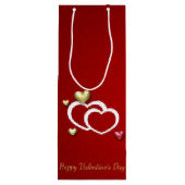 Sac Cadeau Pour Bouteille Coeurs Valentin Rouge Or Moderne (Dos)