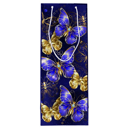Sac Cadeau Pour Bouteille Composition avec papillons Sapphire (Dos)