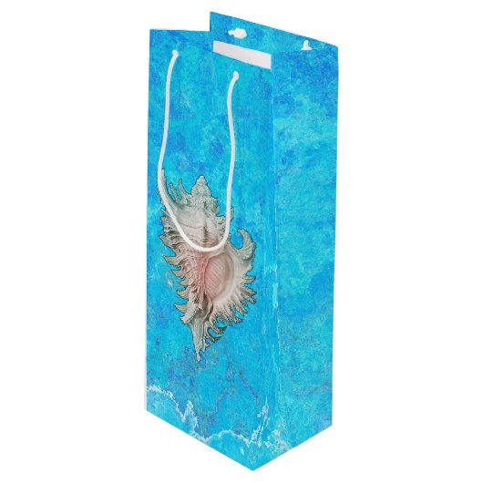 Sac Cadeau Pour Bouteille Conch Shell "Beach Life" (Devant Angle)