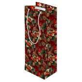 Sac Cadeau Pour Bouteille Cônes de pin de Baies de Baies d'Or Rouge (Dos Angle)