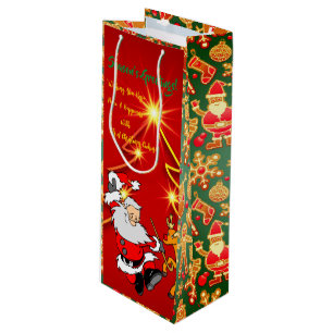 Sac Cadeau Pour Bouteille Cookies de vacances Père Noël