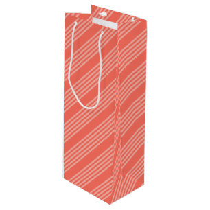 Sac Cadeau Pour Bouteille Corail vivant cinq bandes motif