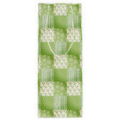 Sac Cadeau Pour Bouteille Coup d'oeil Rétro Vert Jaune Ecru Patchwork (Dos)
