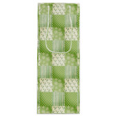 Sac Cadeau Pour Bouteille Coup d'oeil Rétro Vert Jaune Ecru Patchwork (Devant)