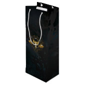 Sac Cadeau Pour Bouteille Crâne d'oiseaux dorés sur arrière - plan noir (Dos Angle)