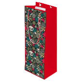 Sac Cadeau Pour Bouteille Crâne en fleurs (Dos Angle)