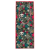 Sac Cadeau Pour Bouteille Crâne en fleurs (Dos)