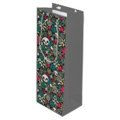 Sac Cadeau Pour Bouteille Crâne en fleurs (Devant Angle)