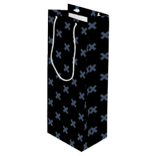 Sac Cadeau Pour Bouteille Crochets bleu-gris sur noir