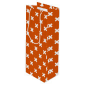 Sac Cadeau Pour Bouteille Croix blanche coutures sur orange brûlé (Devant Angle)