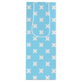 Sac Cadeau Pour Bouteille Croix blanche sur le bleu bébé (Devant)