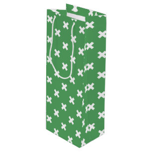 Sac Cadeau Pour Bouteille Croix blanche sur le vert