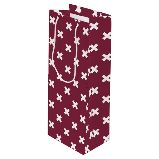 Sac Cadeau Pour Bouteille Croix blanche sur mûrier (Devant Angle)