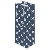 Sac Cadeau Pour Bouteille Croix blanches sur bleu-gris (Dos Angle)