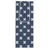 Sac Cadeau Pour Bouteille Croix blanches sur bleu-gris (Devant)