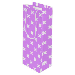 Sac Cadeau Pour Bouteille Croix blanches sur lilas