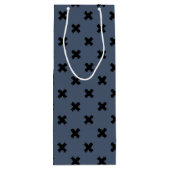 Sac Cadeau Pour Bouteille Croix noire coutures sur bleu-gris (Dos)