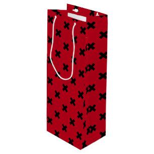 Sac Cadeau Pour Bouteille Croix noire sur le rouge