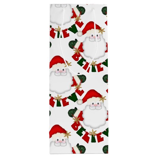 Sac Cadeau Pour Bouteille Croyez en Père Noël-WHITE-WINE CADEAU (Dos)