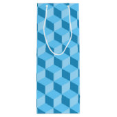 SAC CADEAU POUR BOUTEILLE CUBE BLEU CLAIR MOTIFS (Dos)