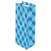 SAC CADEAU POUR BOUTEILLE CUBE BLEU CLAIR MOTIFS (Devant Angle)