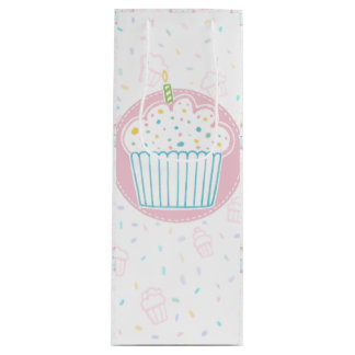 Sac Cadeau Pour Bouteille Cute Birthday Cupcake with Candle