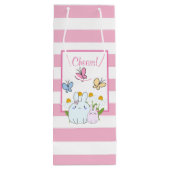 Sac Cadeau Pour Bouteille Cute Bunnies avec marguerites de printemps et papi (Dos)