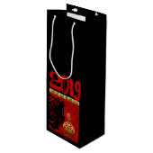 Sac Cadeau Pour Bouteille Cute Cochon Chinois année Zodiac Anniversaire Vin (Devant Angle)