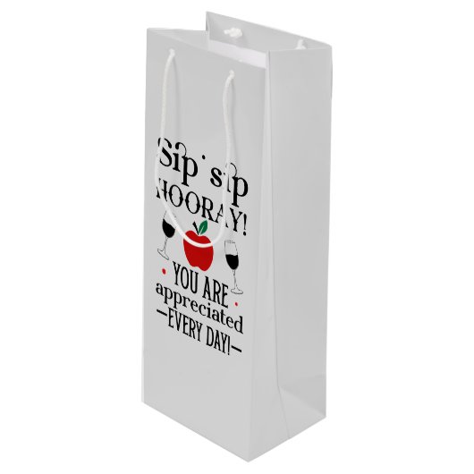 Sac Cadeau Pour Bouteille Cute Enseignant appréciation mot art (Devant Angle)